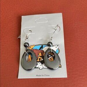 Silver and Black Teardrop Earrings